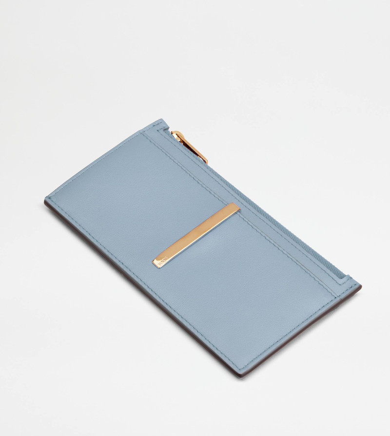 CARD HOLDER IN LEATHER - LIGHT BLUE 3