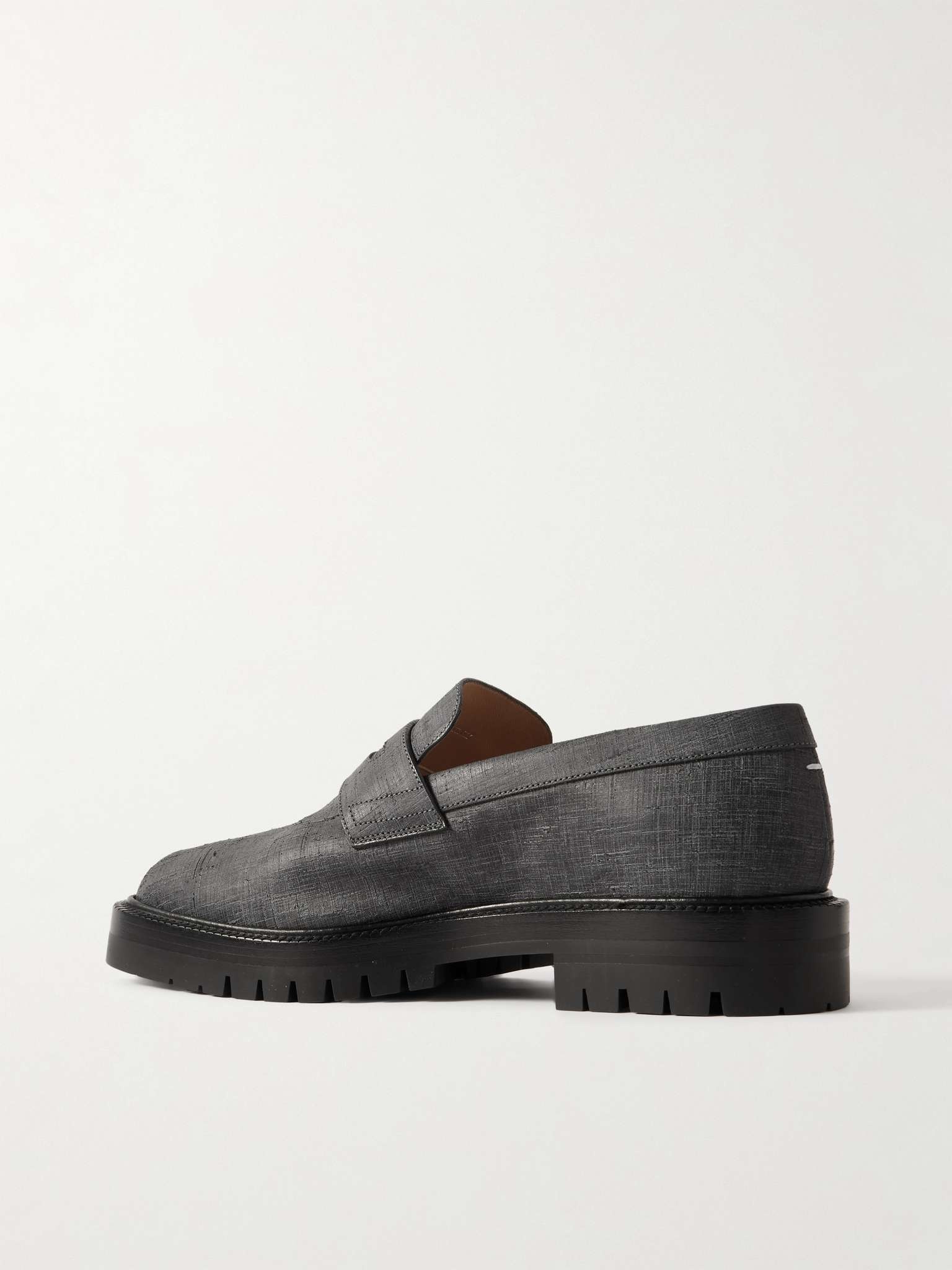 Tabi County Split-Toe Distressed Textured-Leather Penny Loafers - 4