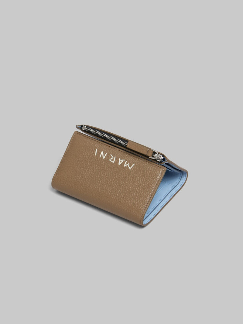 Marni BROWN LEATHER TRIFOLD WALLET WITH MARNI MENDING outlook
