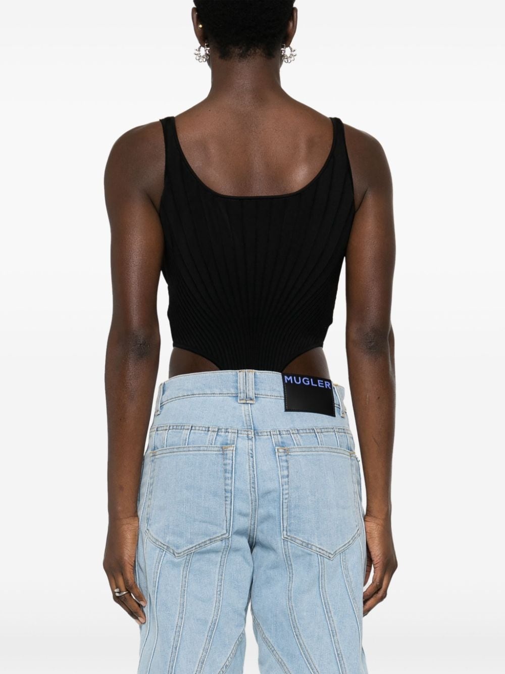 logo-plaque ribbed bodysuit - 4
