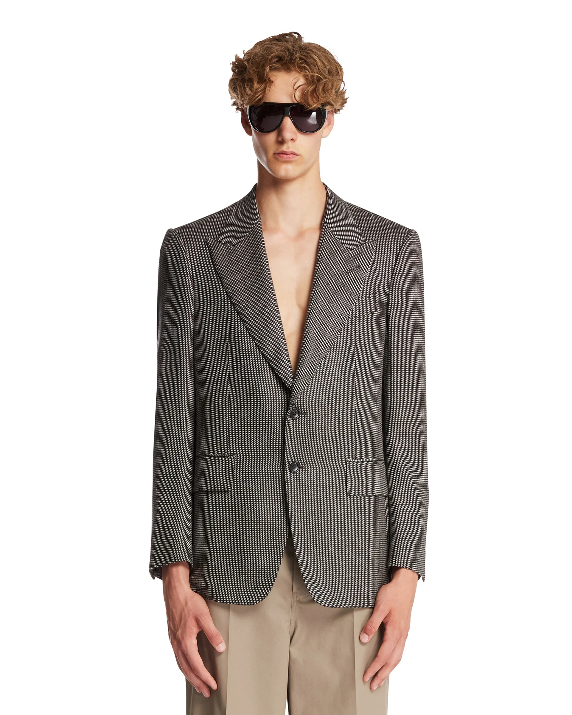 Black Wool and Silk Jacket - 1