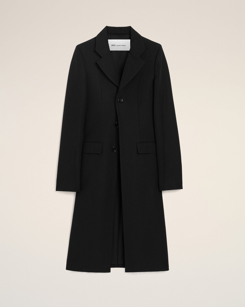 BLACK NEW WOOL SIMPLE BREASTED FITTED COAT 1