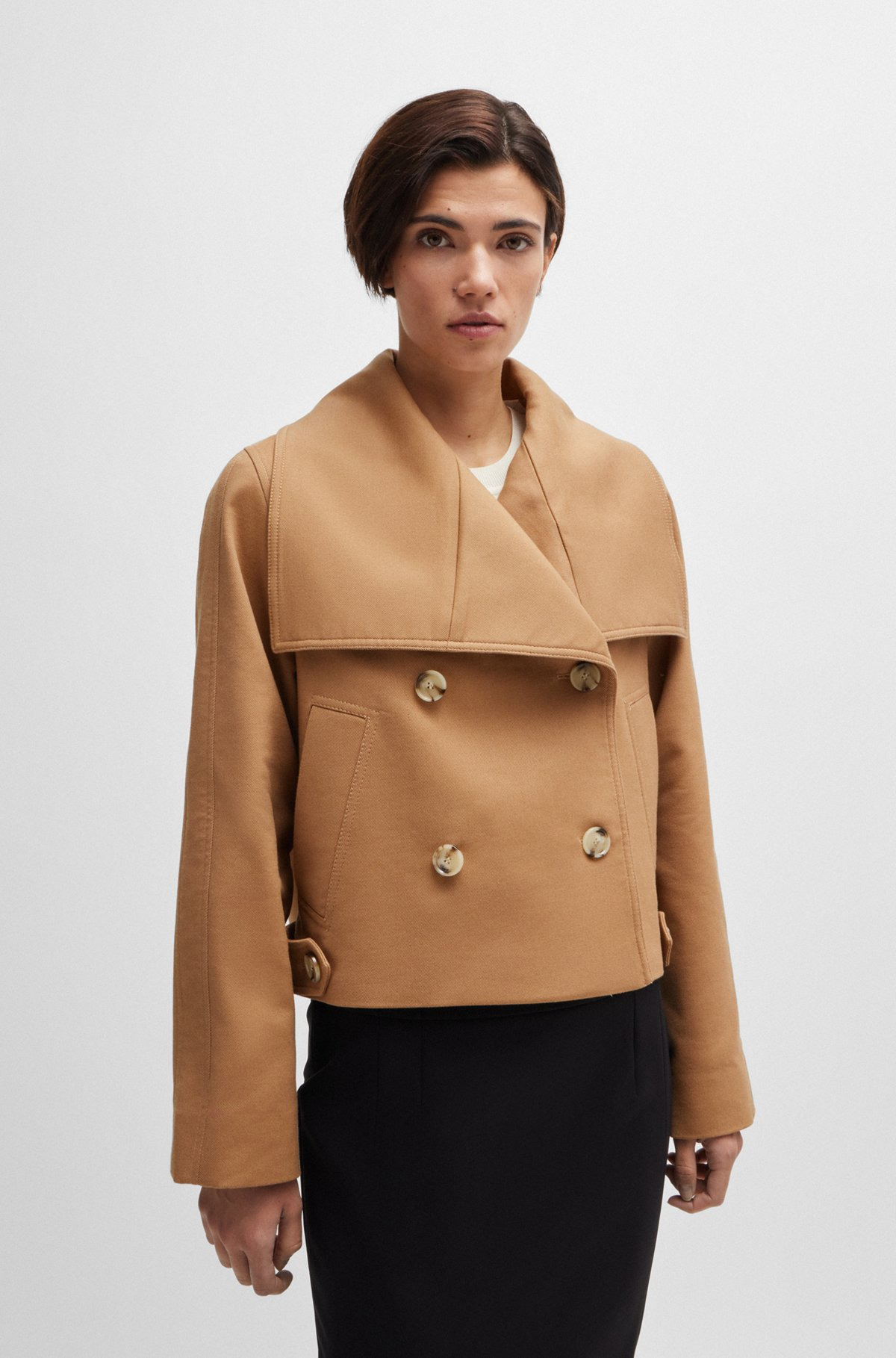 DOUBLE-BREASTED COAT IN STRETCH MATERIAL - 2