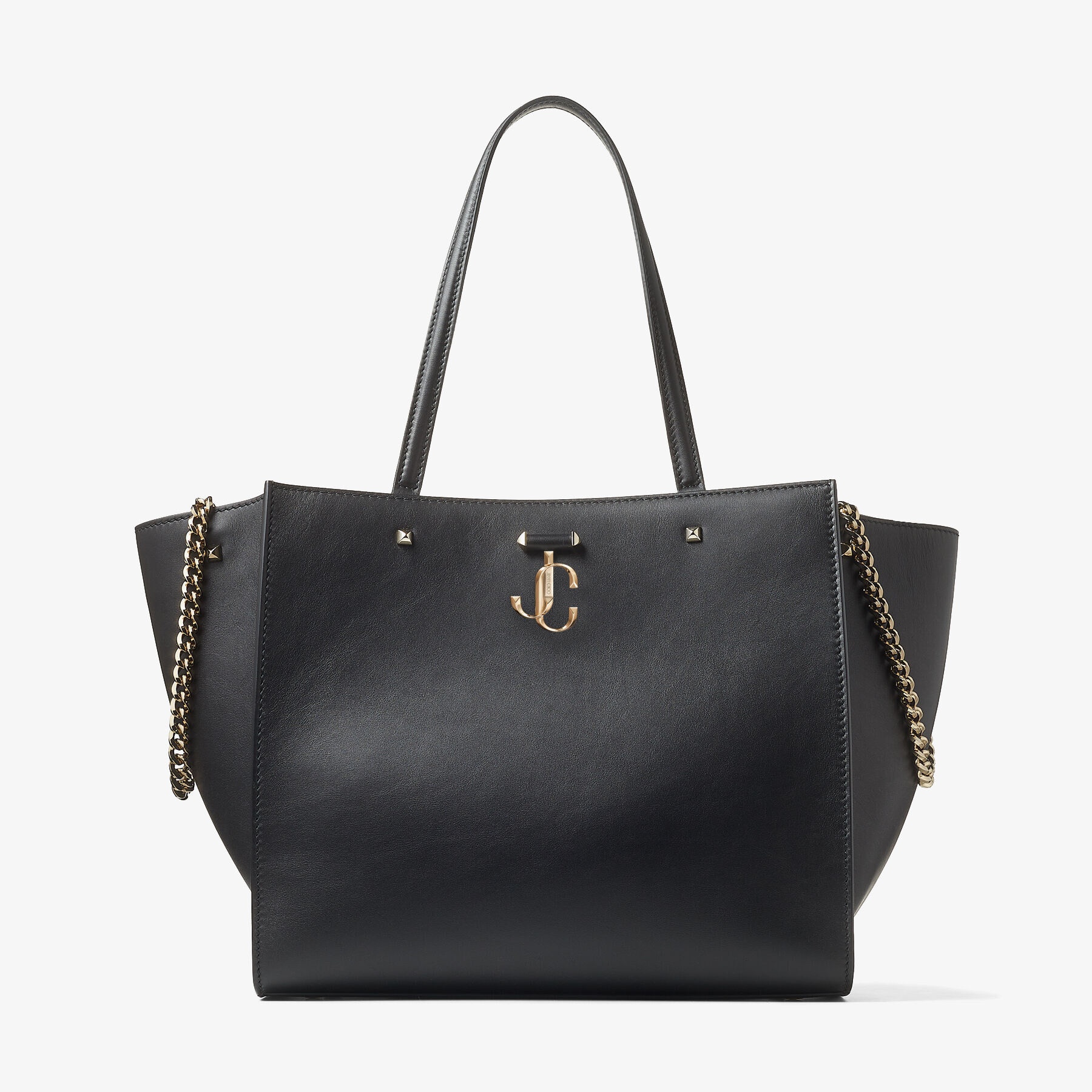 Varenne Tote Bag
Black Fine Shiny Calf Leather Tote Bag with Light Gold JC Emblem - 1
