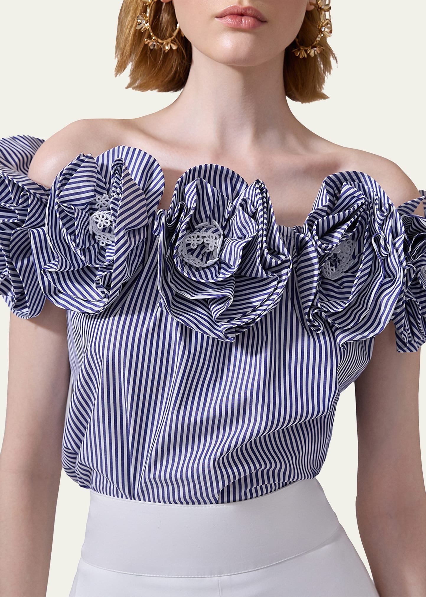 Embroidered Flower Off-the-Shoulder Top - 4