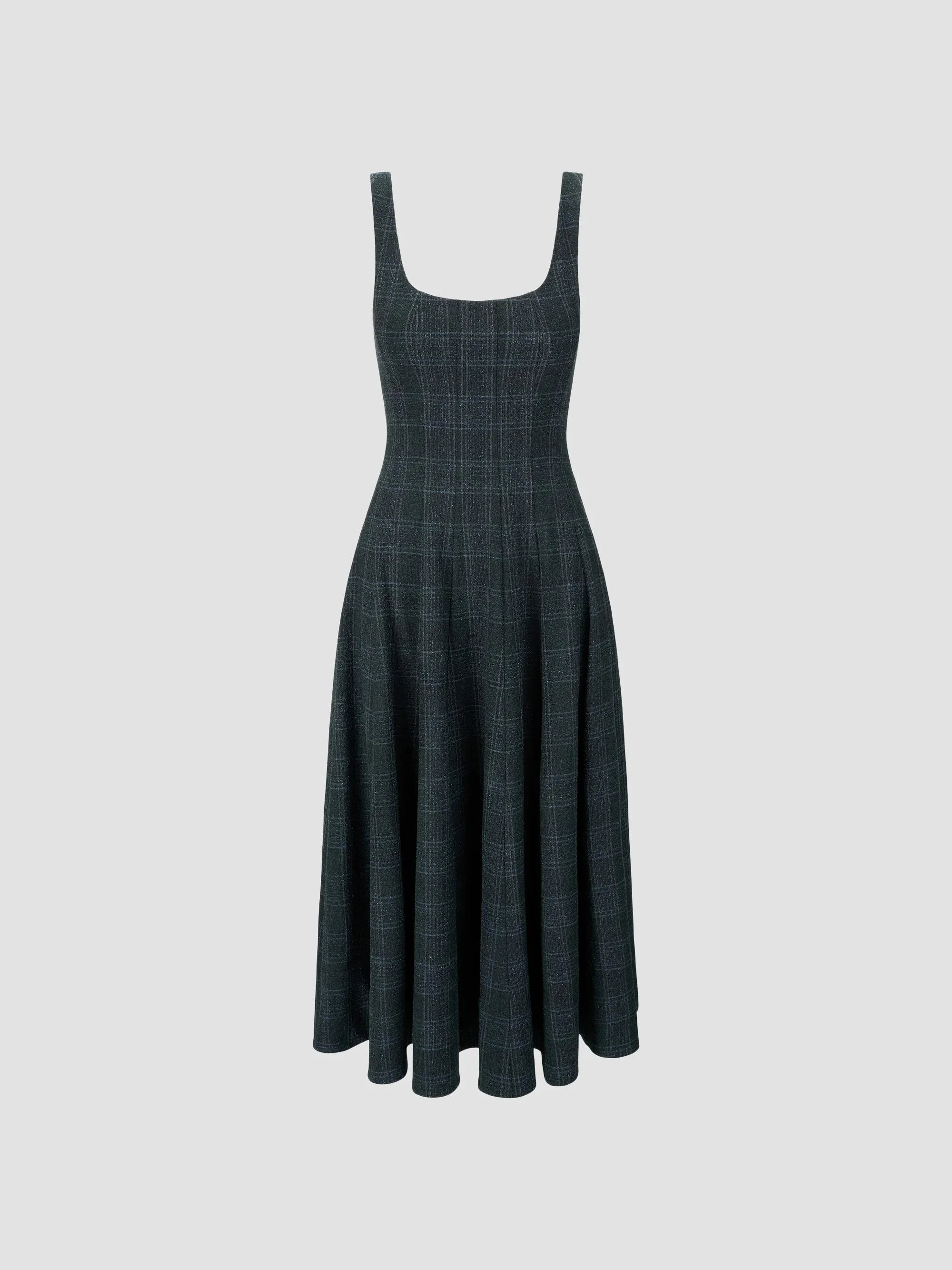 Women's Wells Checked Sleeveless Midi Dress - Ink Blue Plaid - 1