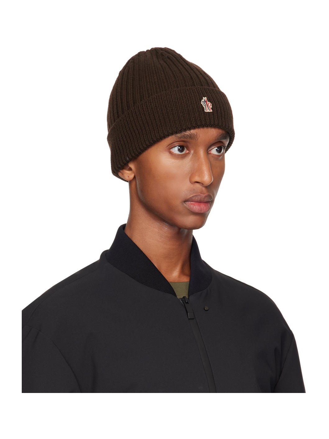 Brown Ribbed Knit Wool Beanie - 2