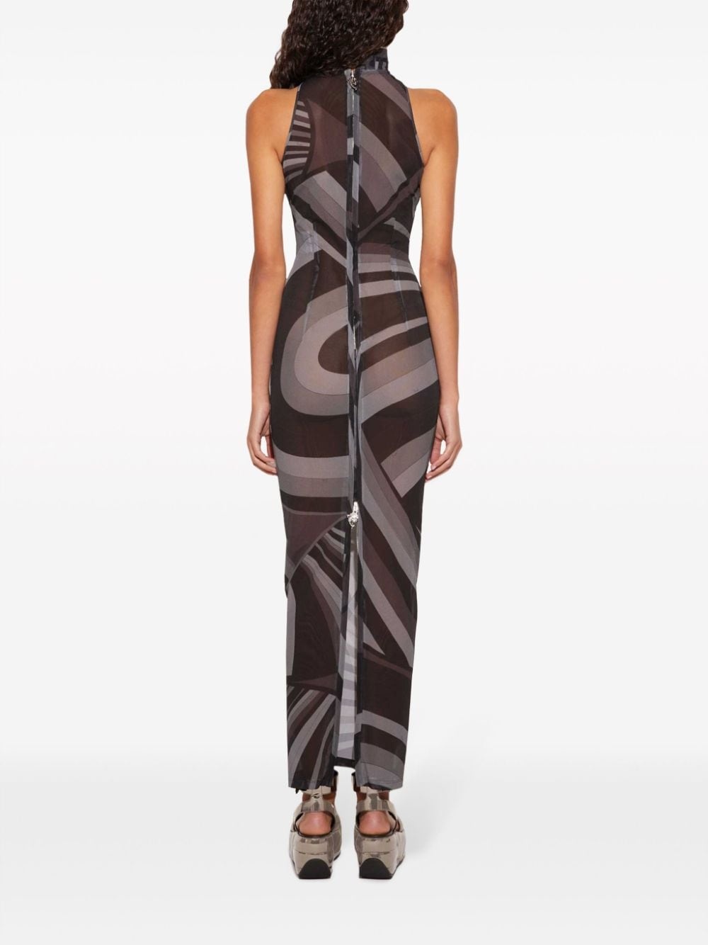 Onde-print semi-sheer dress - 4