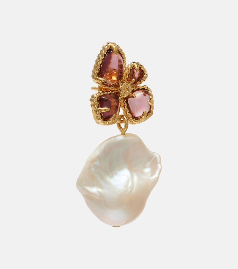 Zimmermann Bloom embellished pearl drop earrings outlook