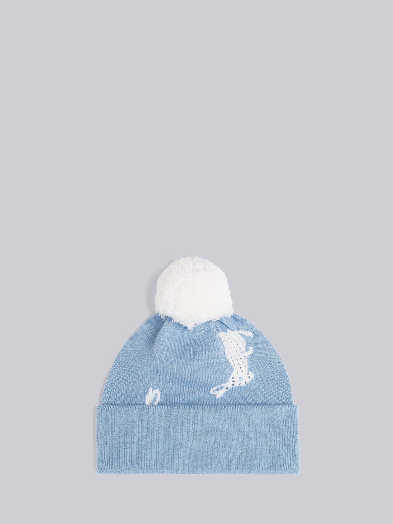 Merino Wool Rabbit Intarsia Pom Pom Hat 1
