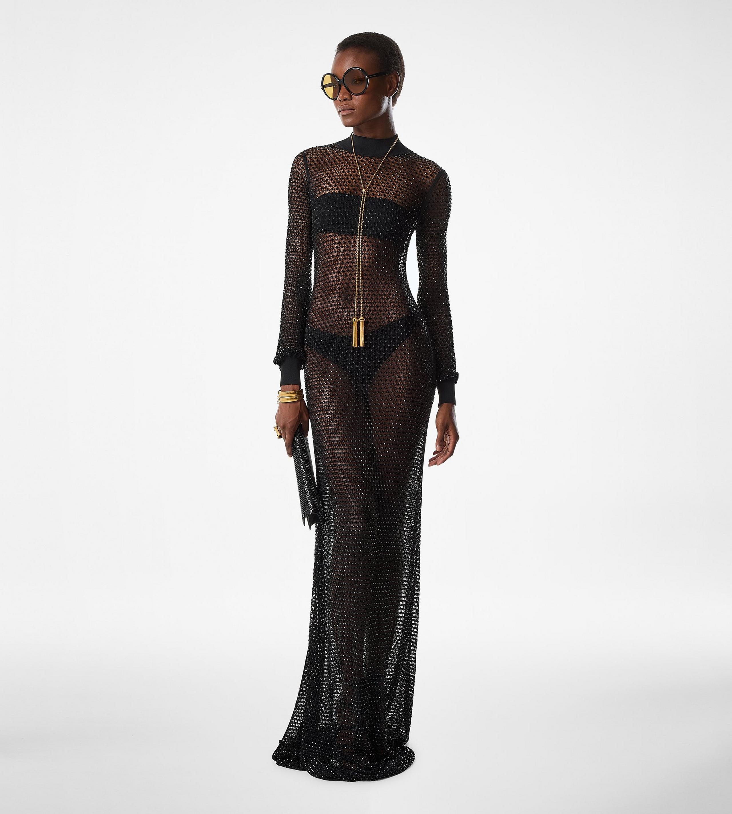 LONG DRESS WITH ROMANTIC SLEEVES AND MOCK NECK - 3