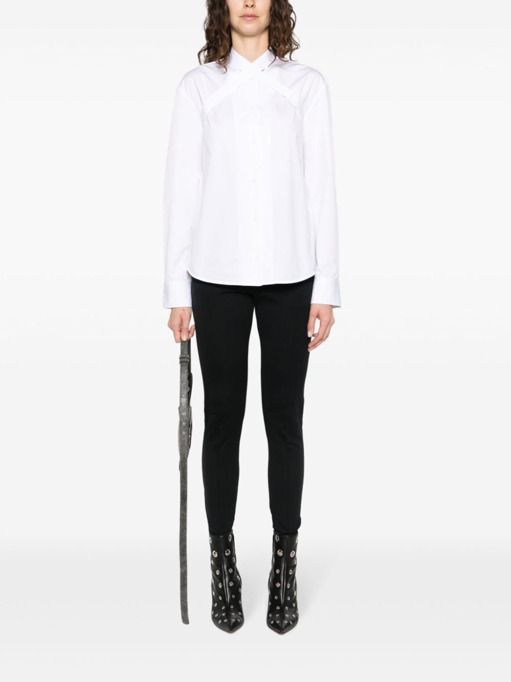 cross-collar cotton-poplin shirt - 2