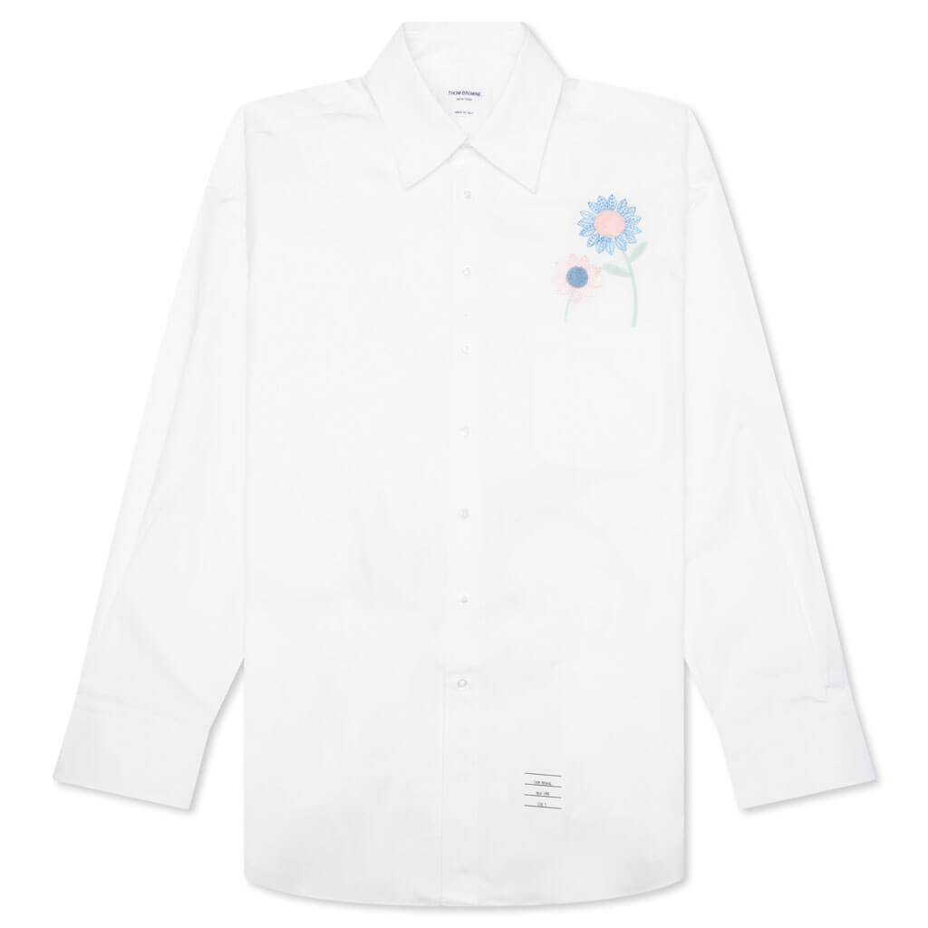 OVERSIZED L/S SHIRT W/ ALL OVER EMBROIDERY - WHITE - 1