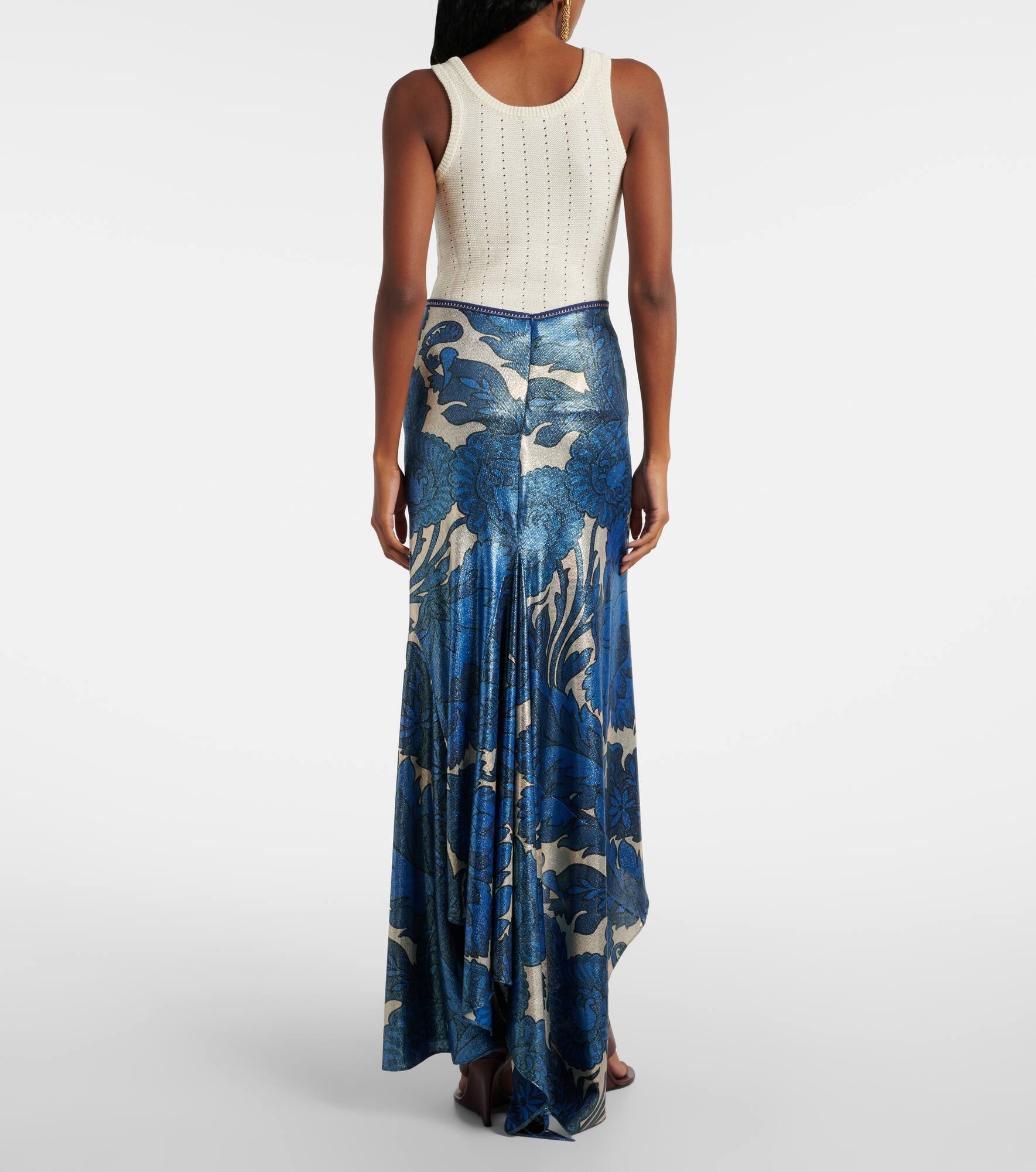 Printed asymmetric lamé maxi skirt - 3