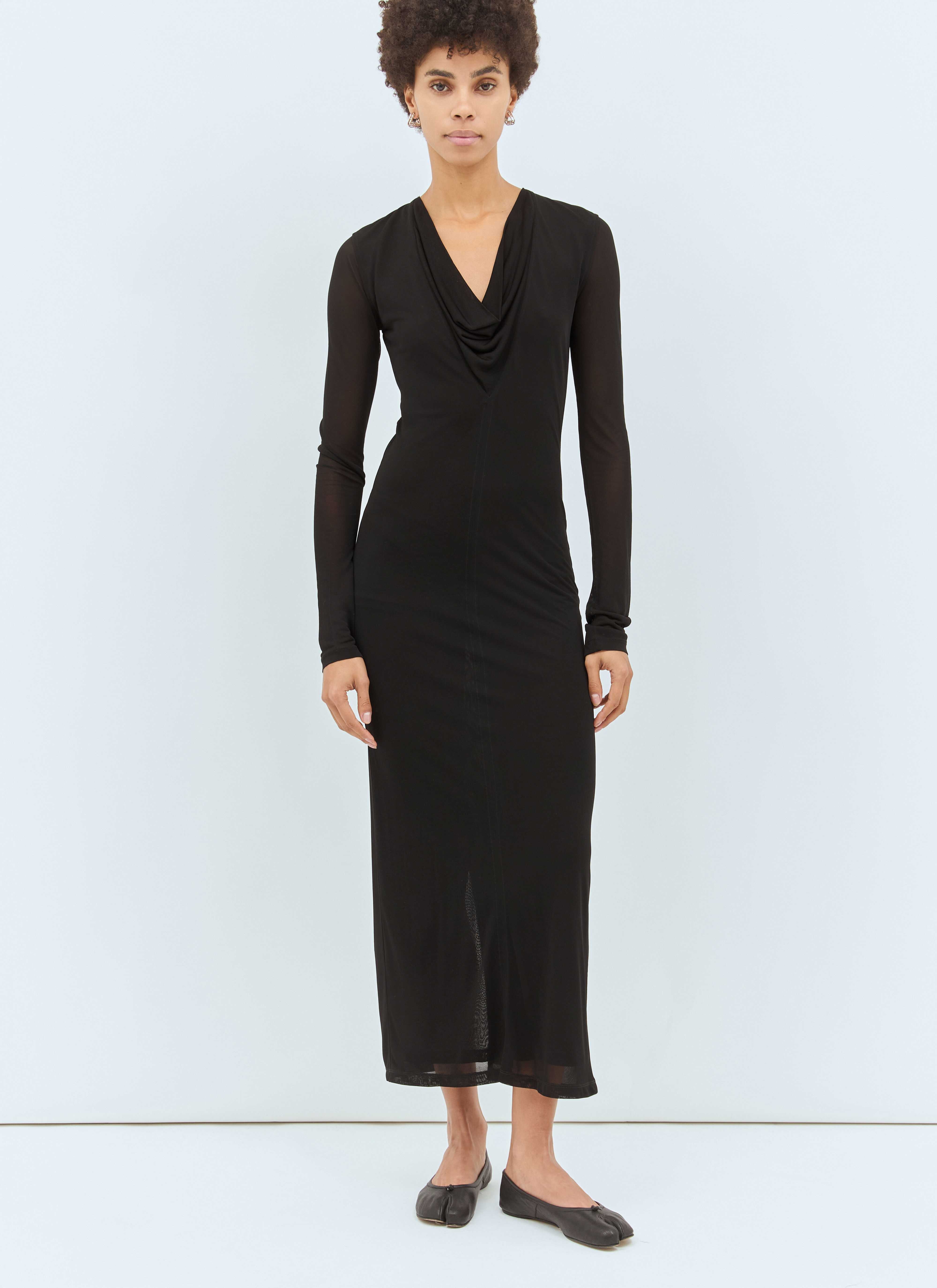 Draped V-Neck Maxi Dress - 1
