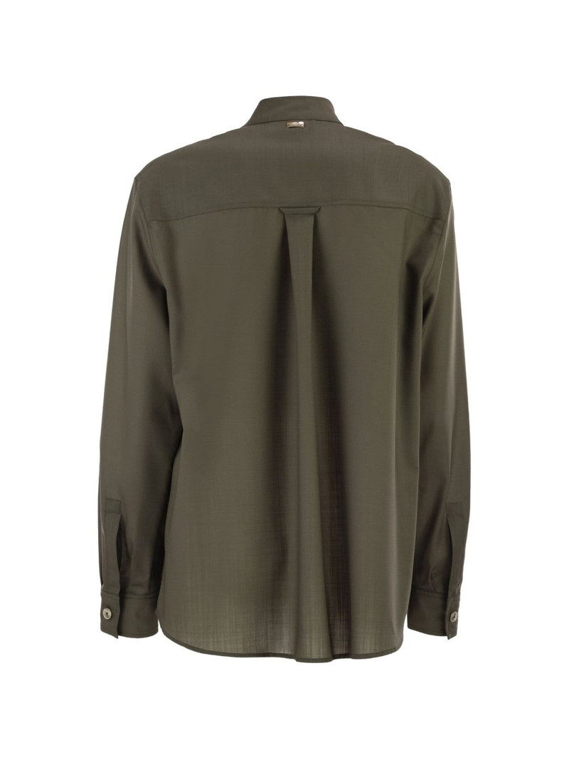 Herno chest-pocket mandarin-collar shirt outlook