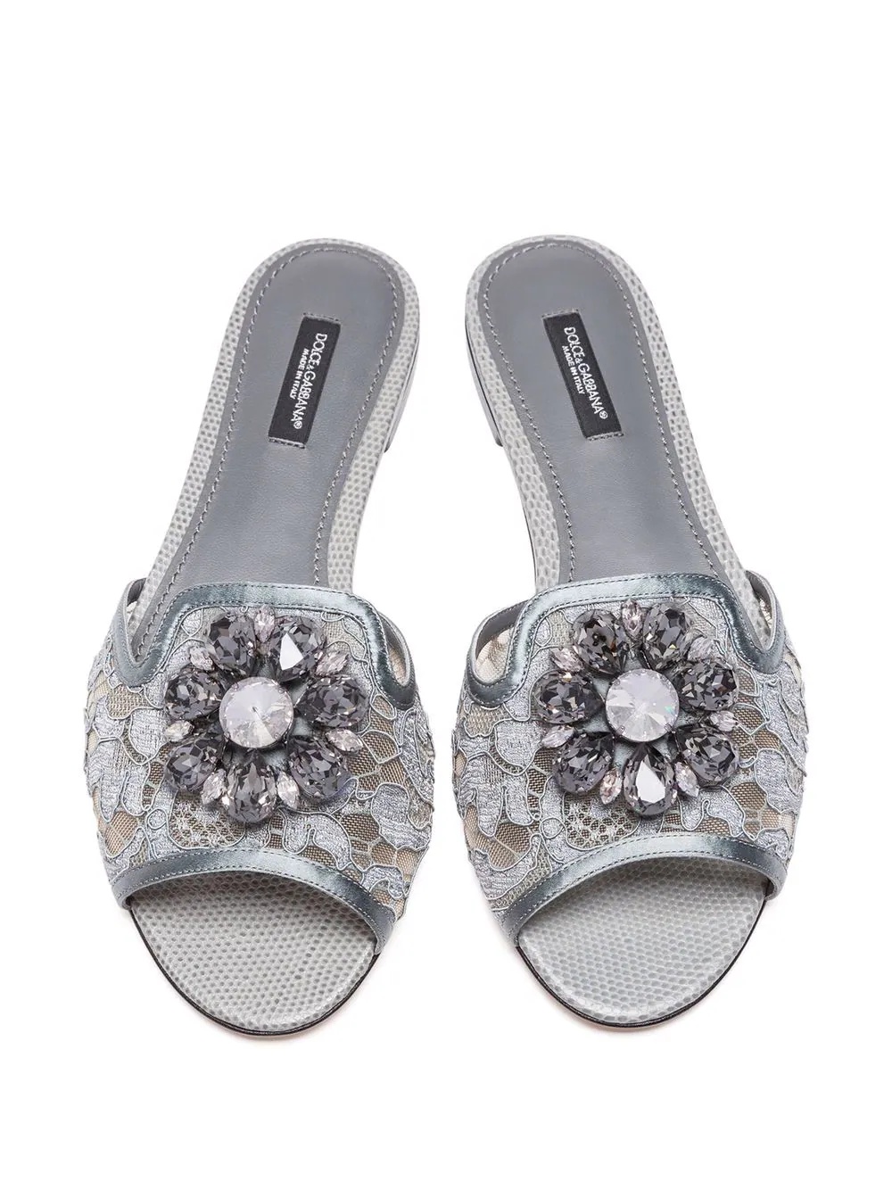 crystal-flower lace slides - 3