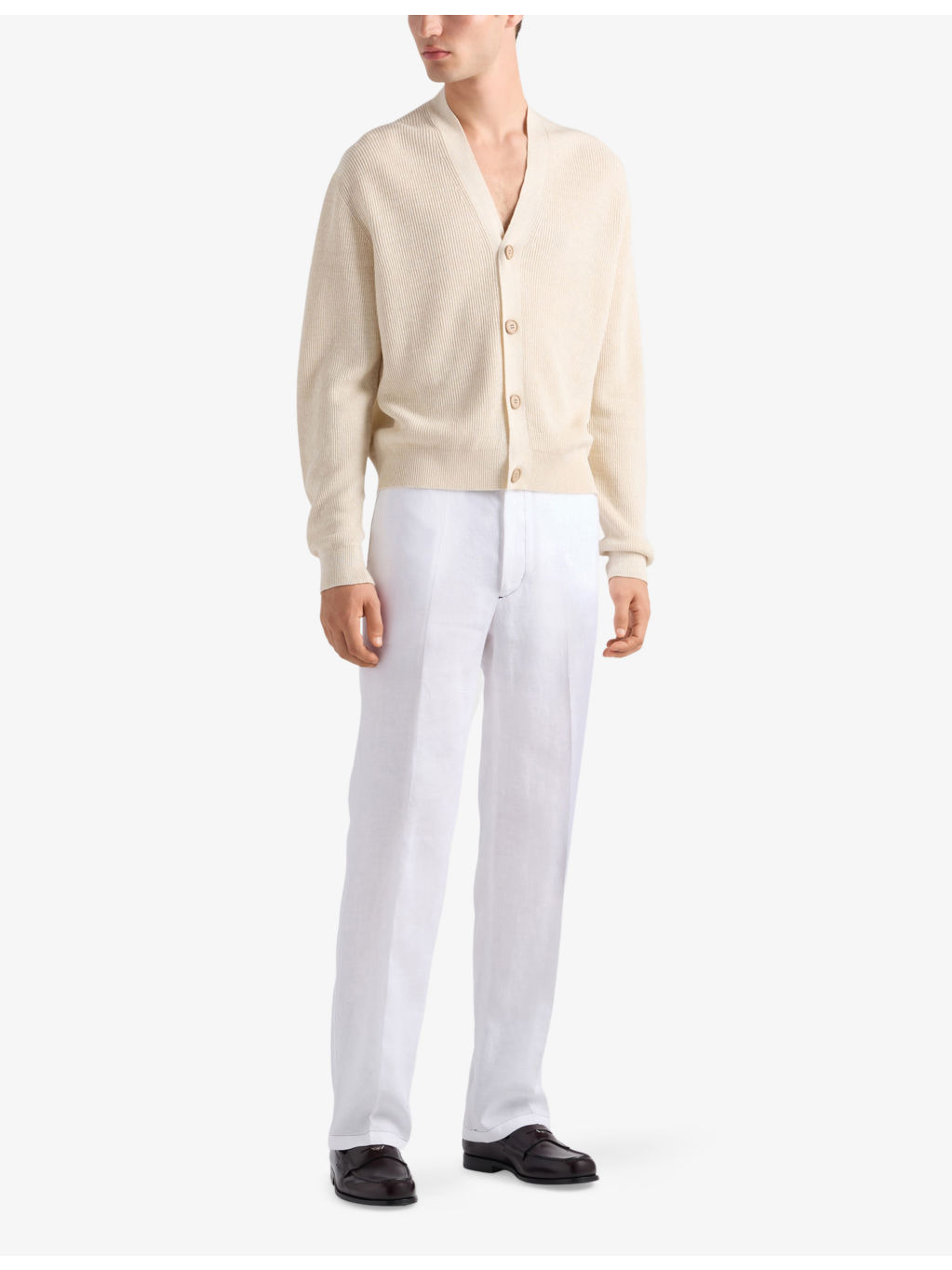 Triangle-Logo Straight-Leg Linen Trousers - 2