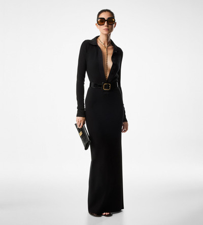 TOM FORD FULL NEEDLE STRETCH WOOL POLO MAXI DRESS outlook