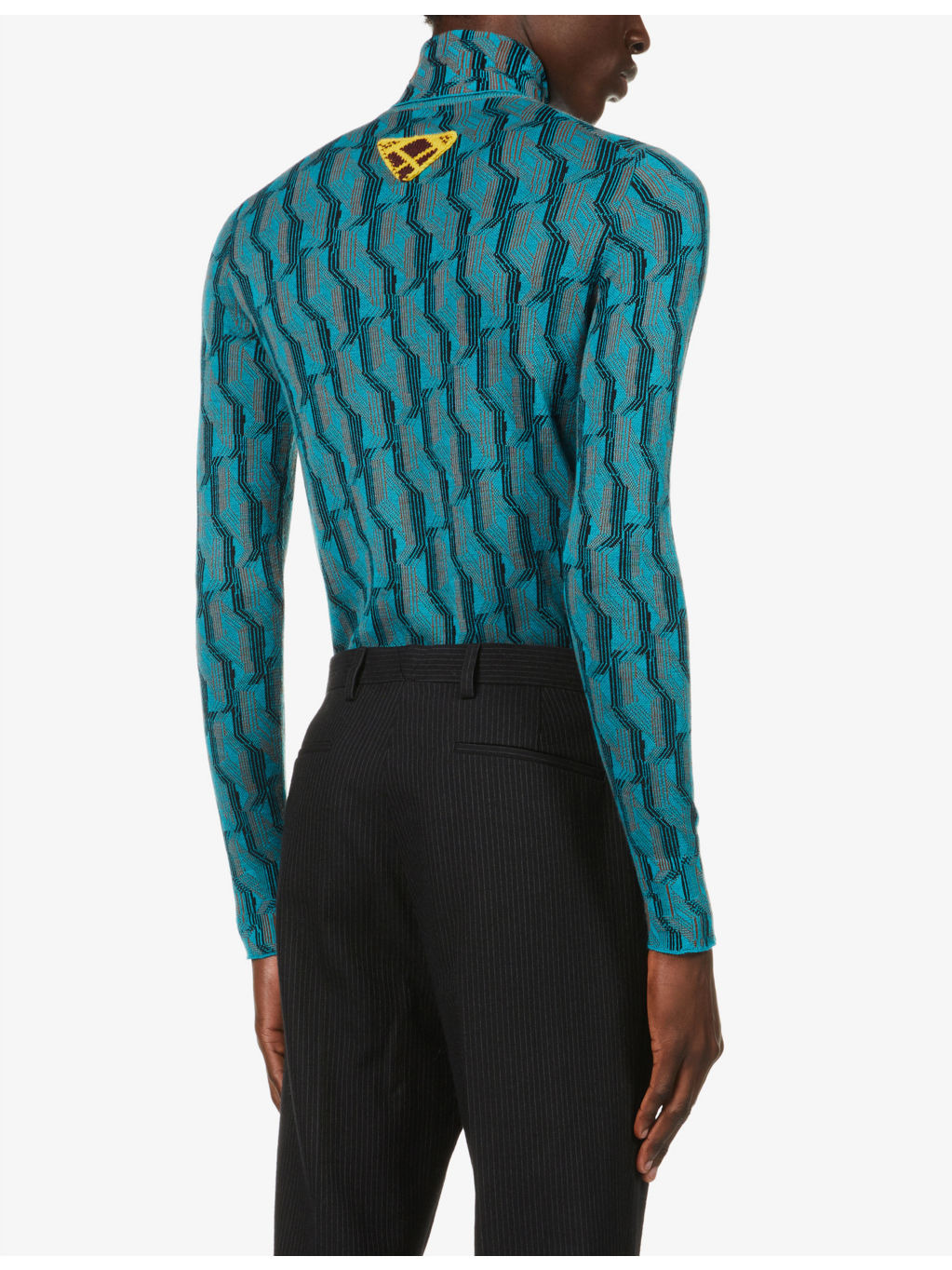 Geometric-pattern turtleneck wool sweatshirt - 4