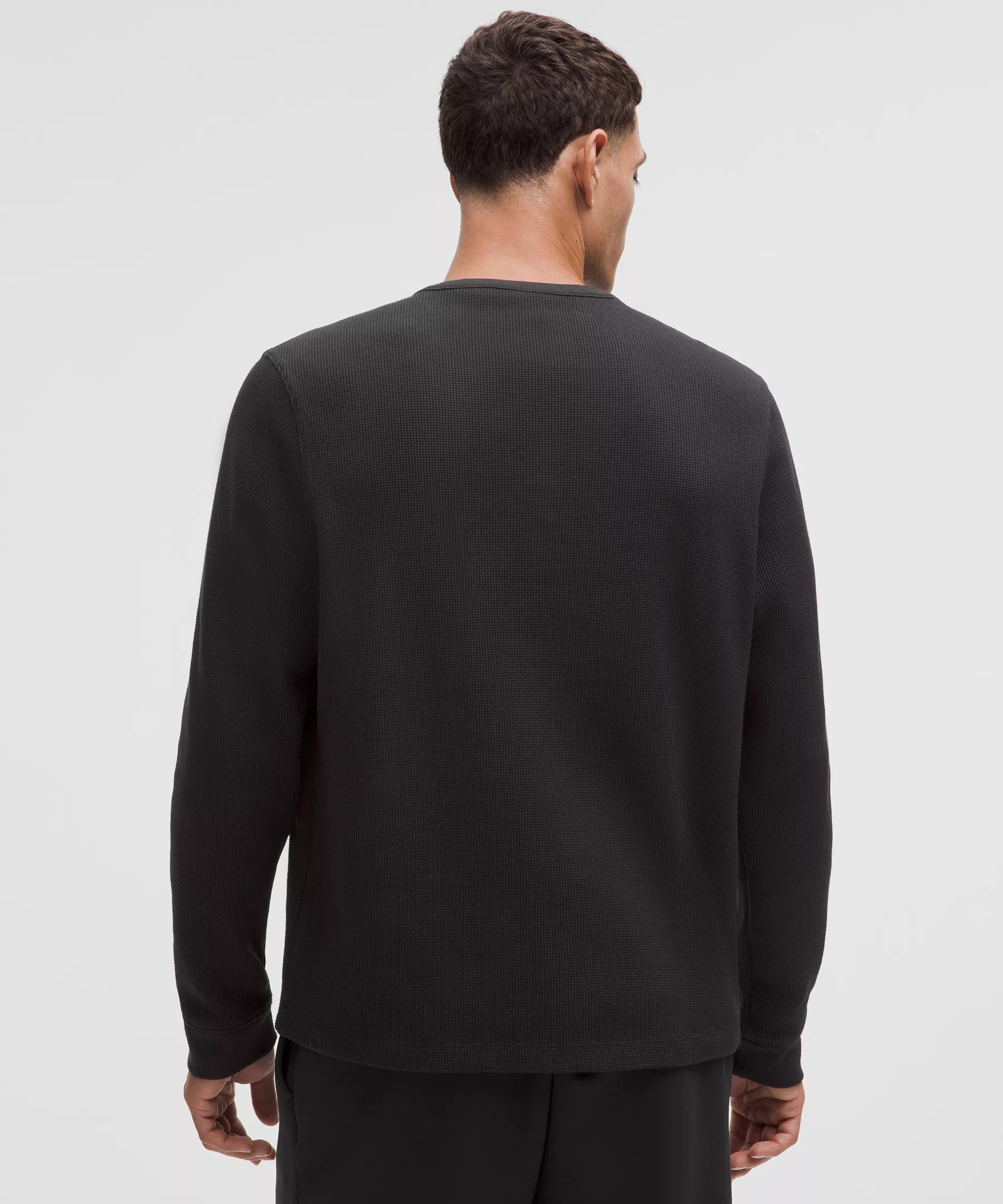 Cotton-Blend Waffle Knit Long-Sleeve Henley - 3