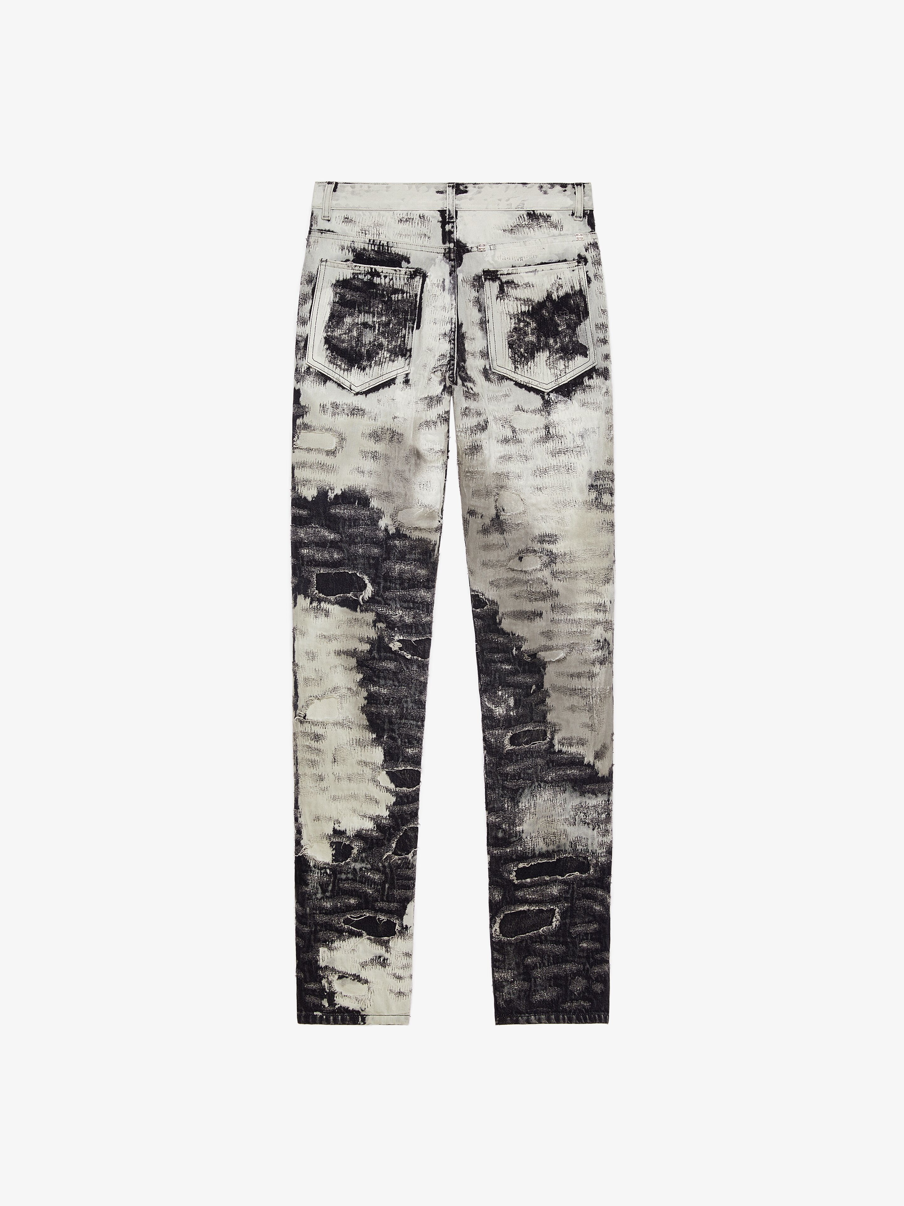 SLIM-FIT JEANS IN PAINTED DESTROYED DENIM - 5