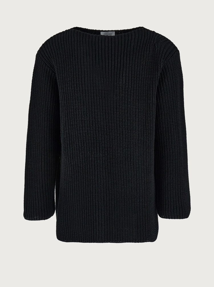 OVERSIZE BOAT NECK SWEATER - 1