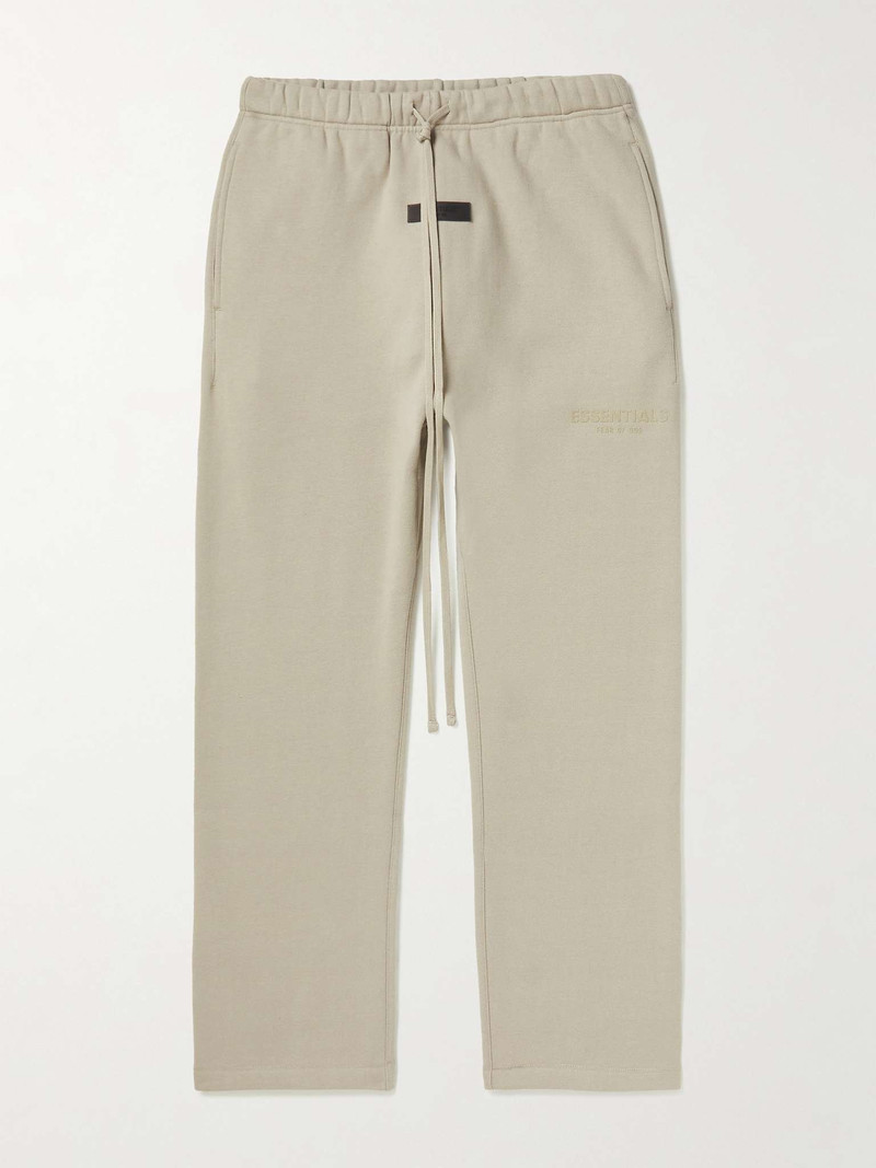 Straight-Leg Logo-Flocked Cotton-Blend Jersey Sweatpants 1