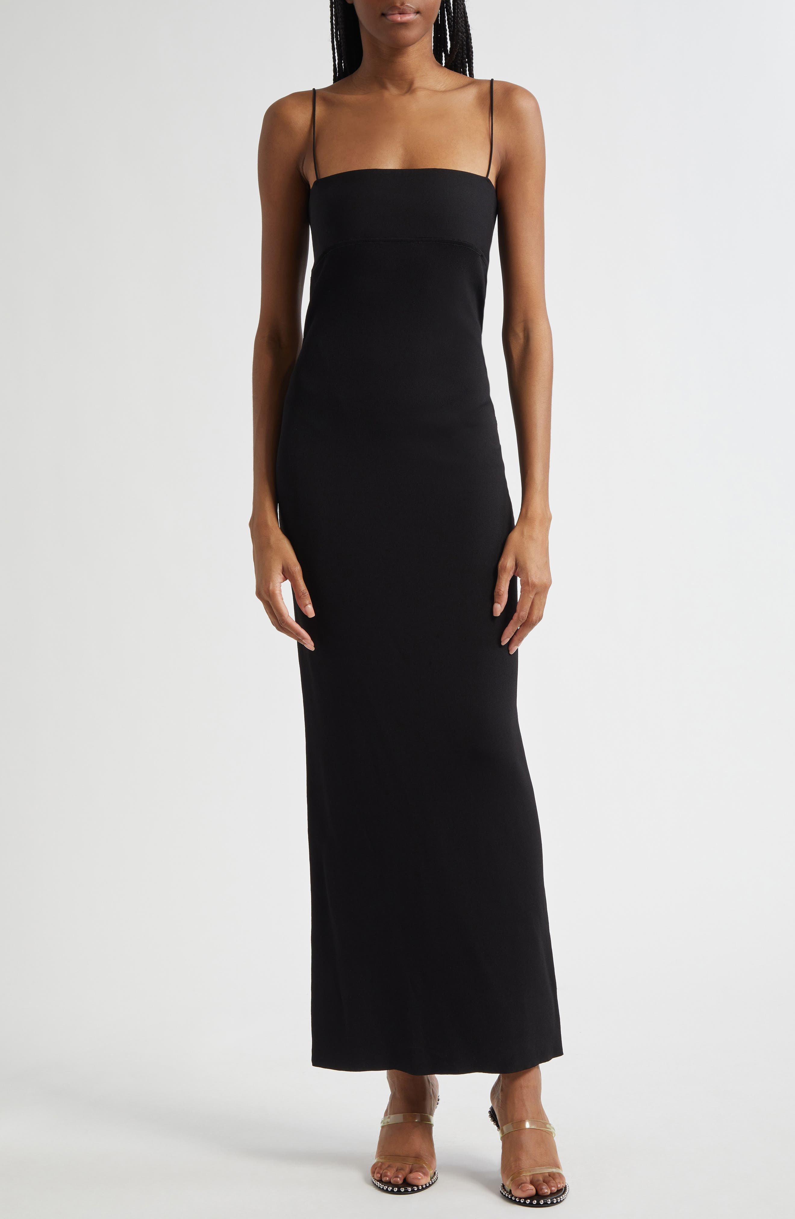Alexander Wang Logo Jacquard Maxi Slipdress in Black at Nordstrom - 1