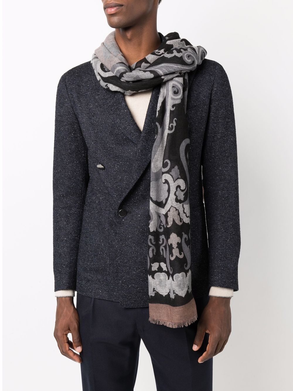 patterned cashmere scarf - 2