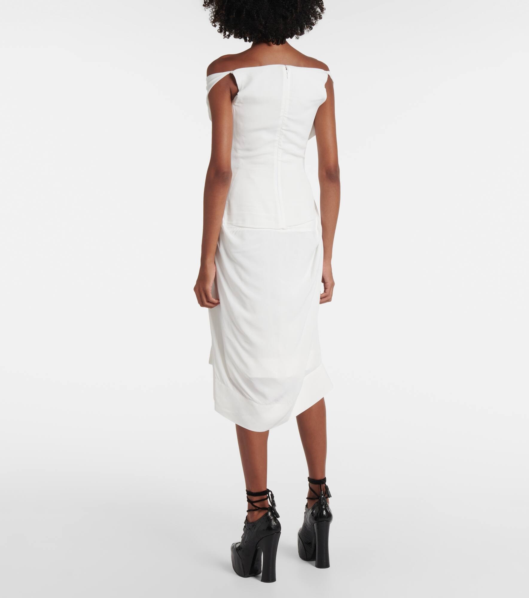 Bridal bow-detail midi dress - 3