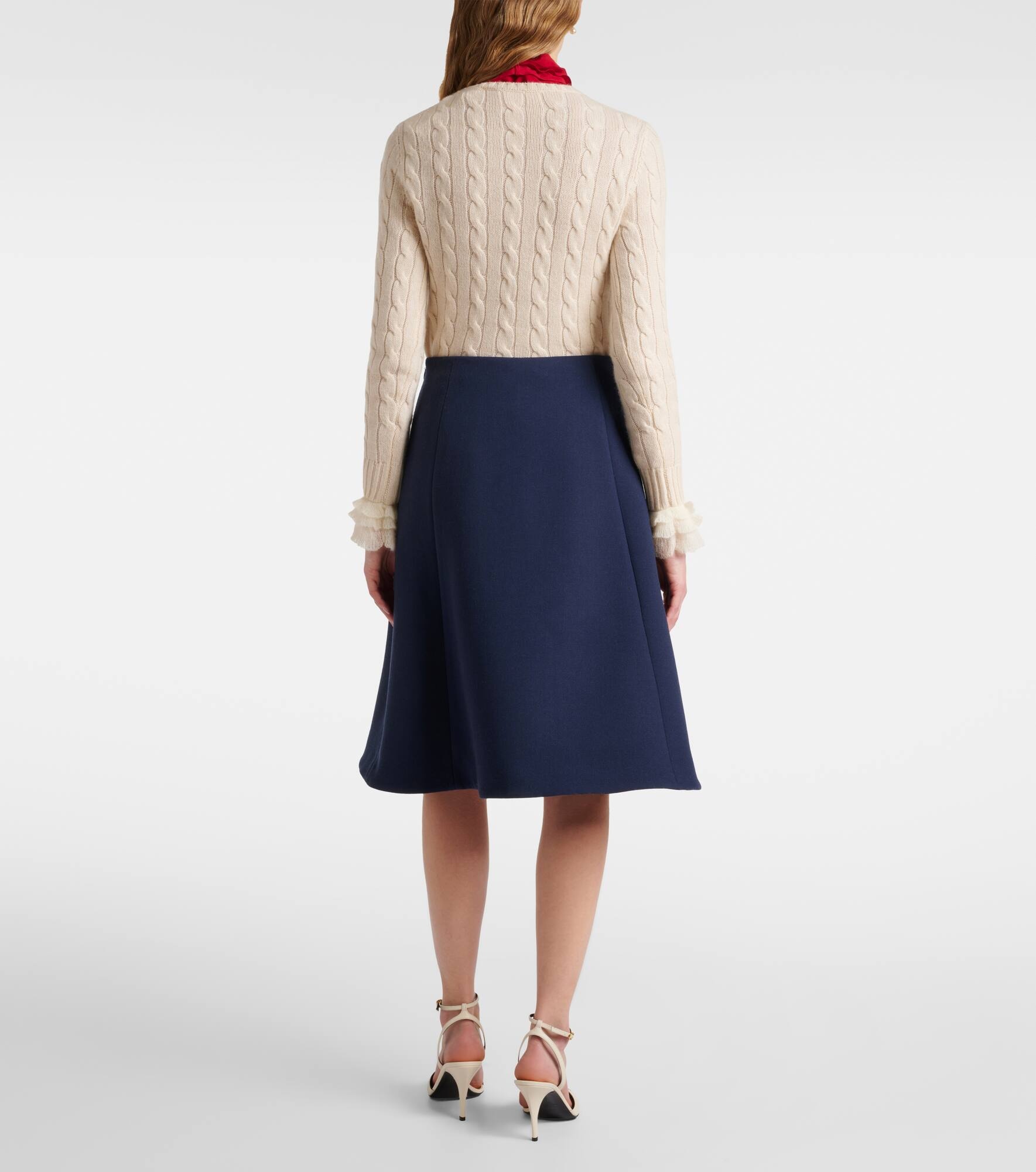 Virgin wool crêpe midi skirt - 3
