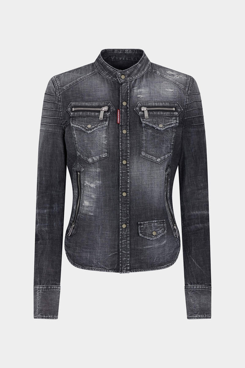 LIGHT GREY WASH WESTERN DENIM SHIRT 1