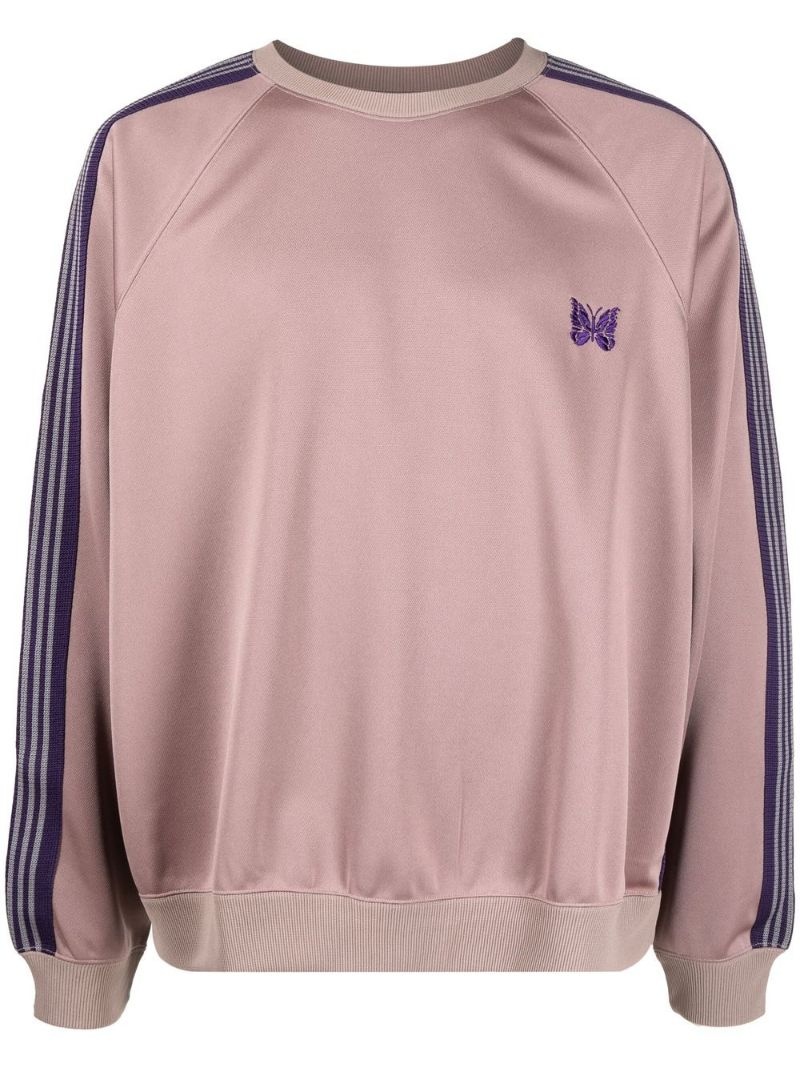 stripe-detail crewneck sweatshirt - 1