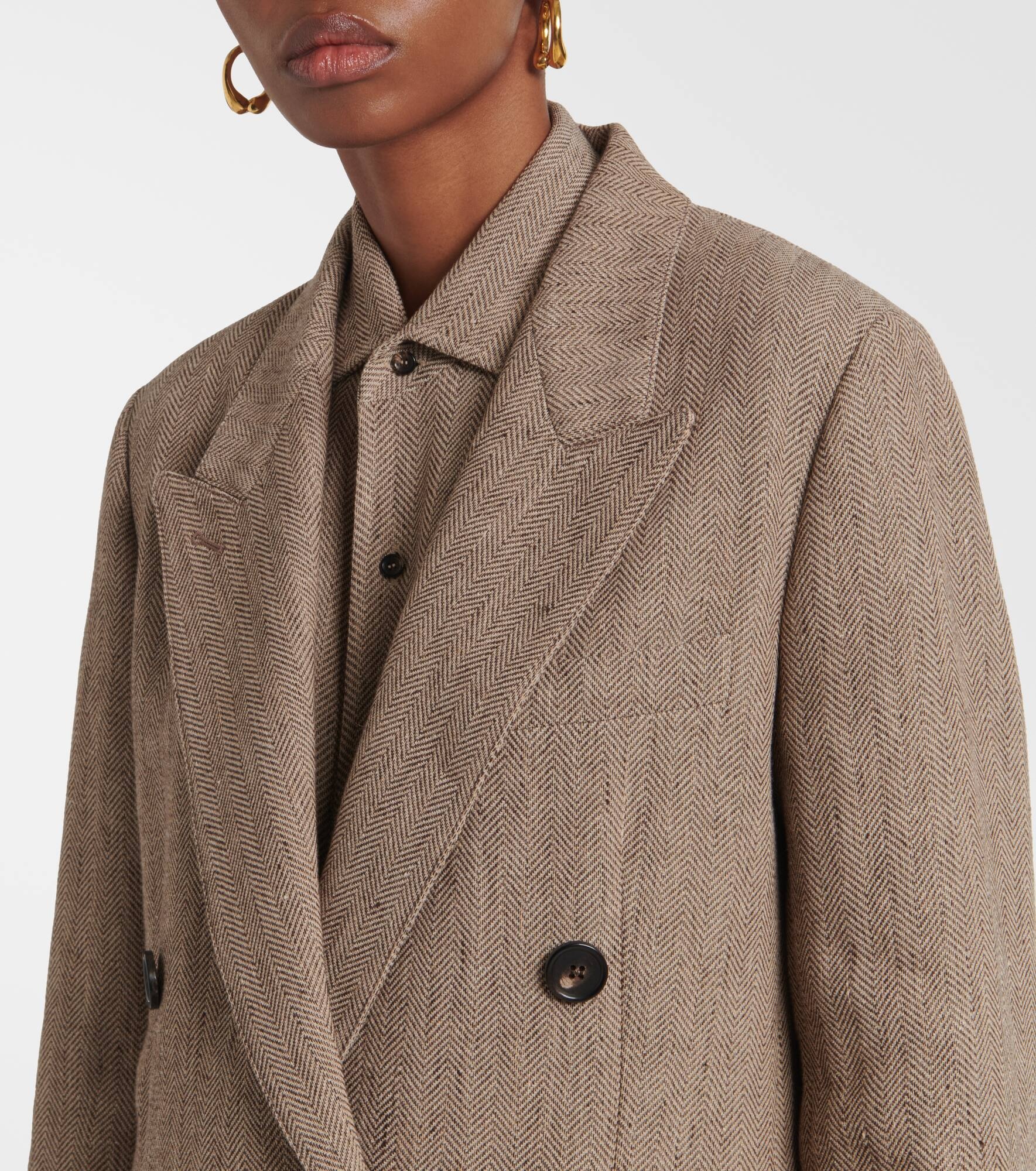 Genny chevron linen crêpe blazer - 4