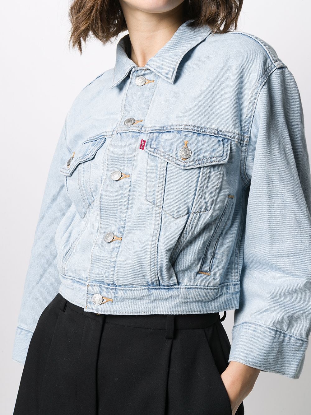 cropped button-up denim jacket - 5