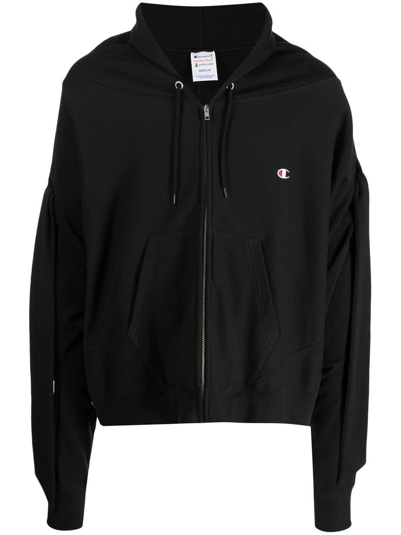 draped sleeve drawstring hoodie 1