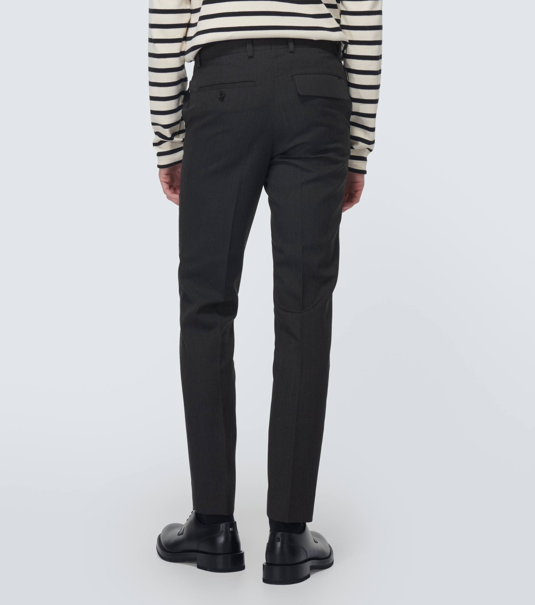 Low-rise wool slim pants - 4