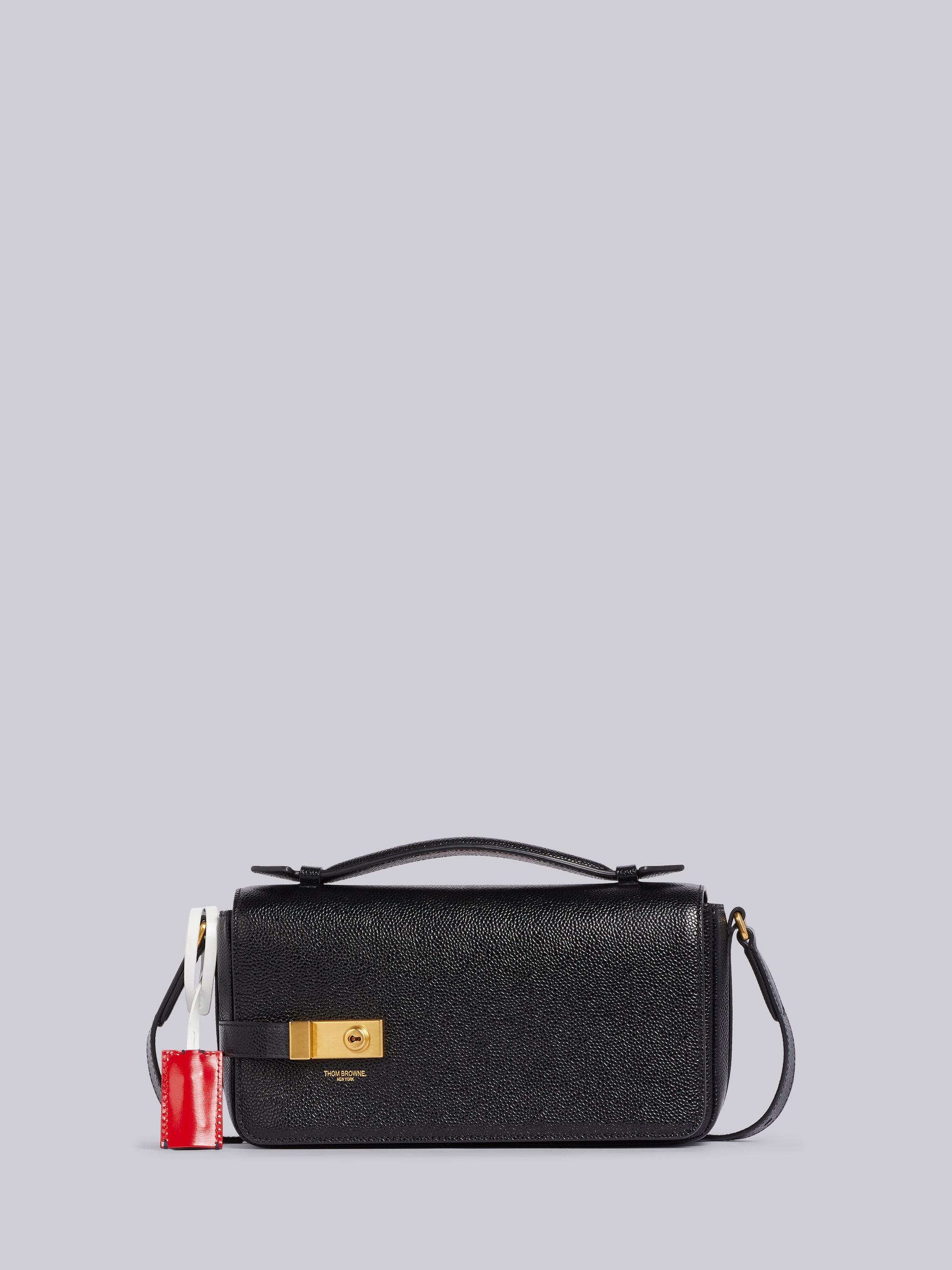 Black Pebbled Flap Bag - 1