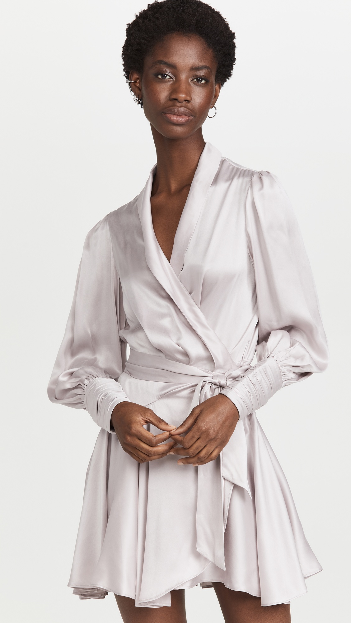 Silk Wrap Mini Dress - 1