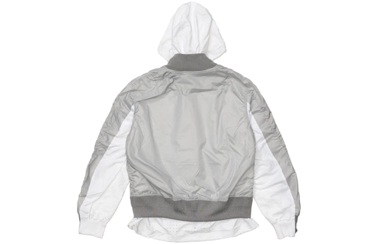 Nike x sacai Double Layer Contrasting Colors Sports Hooded Jacket 'Grey' CV5732-097 - 3