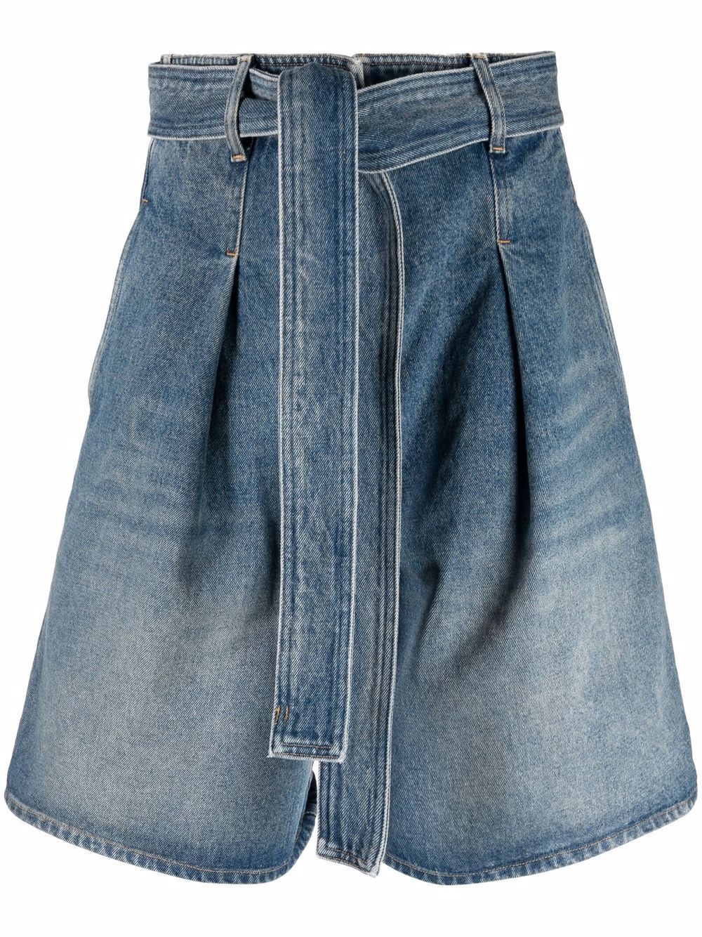 tie-waist denim shorts - 1