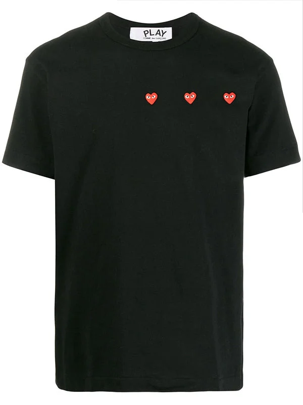 UNISEX 3 HEART SHORT SLEEVE T-SHIRT - BLACK - 1