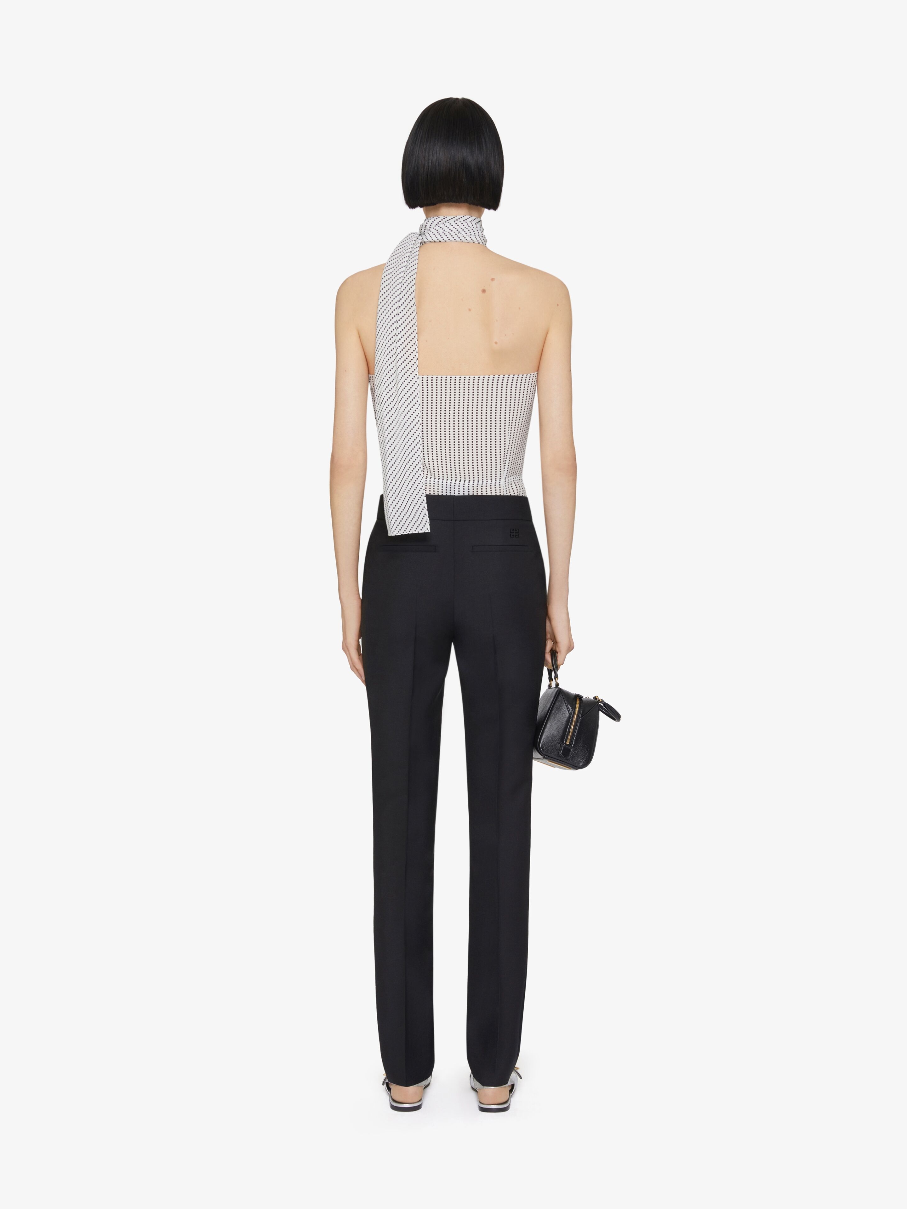 SLIM FIT TAILORED PANTS IN WOOL AND MOHAIR - 4