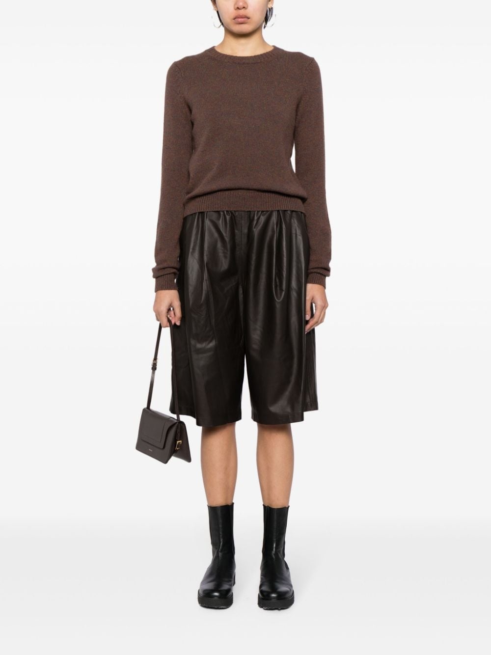 knee-length leather shorts - 2