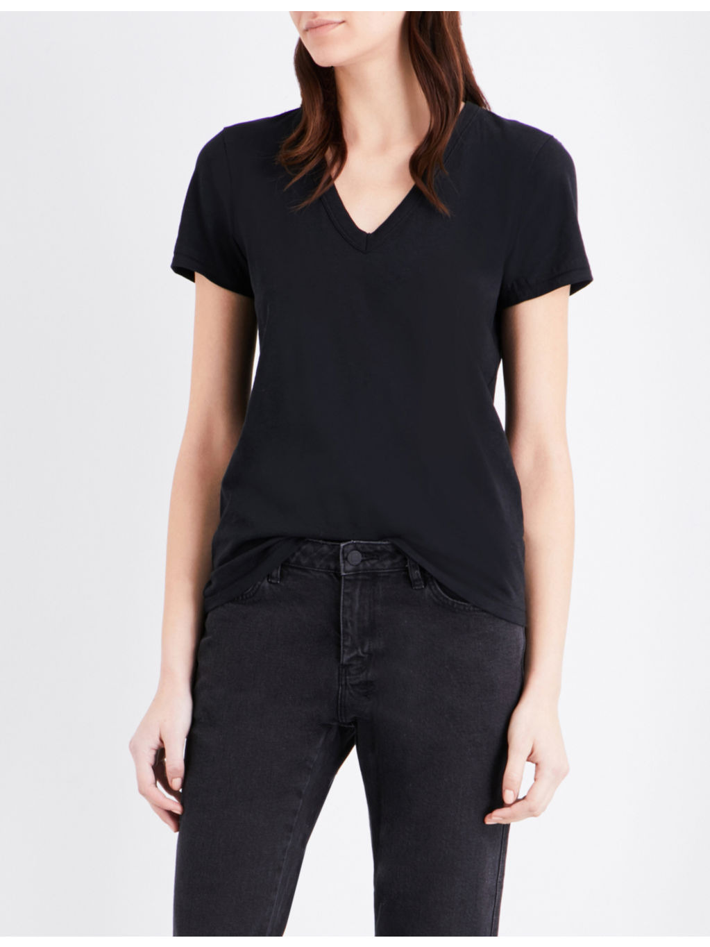 V-neck cotton-jersey t-shirt - 2