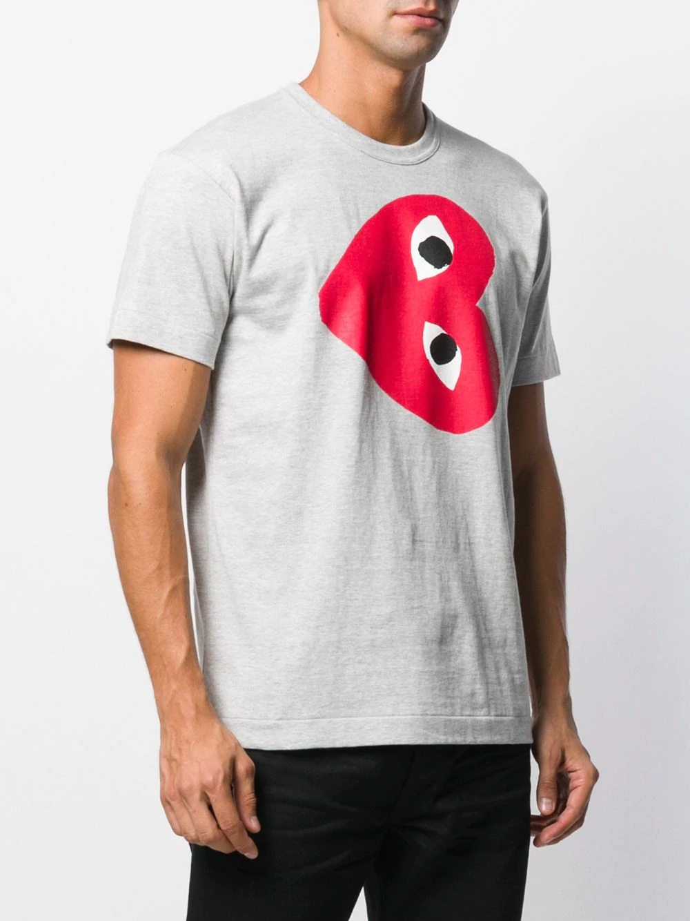 heart print crew neck T-shirt - 3