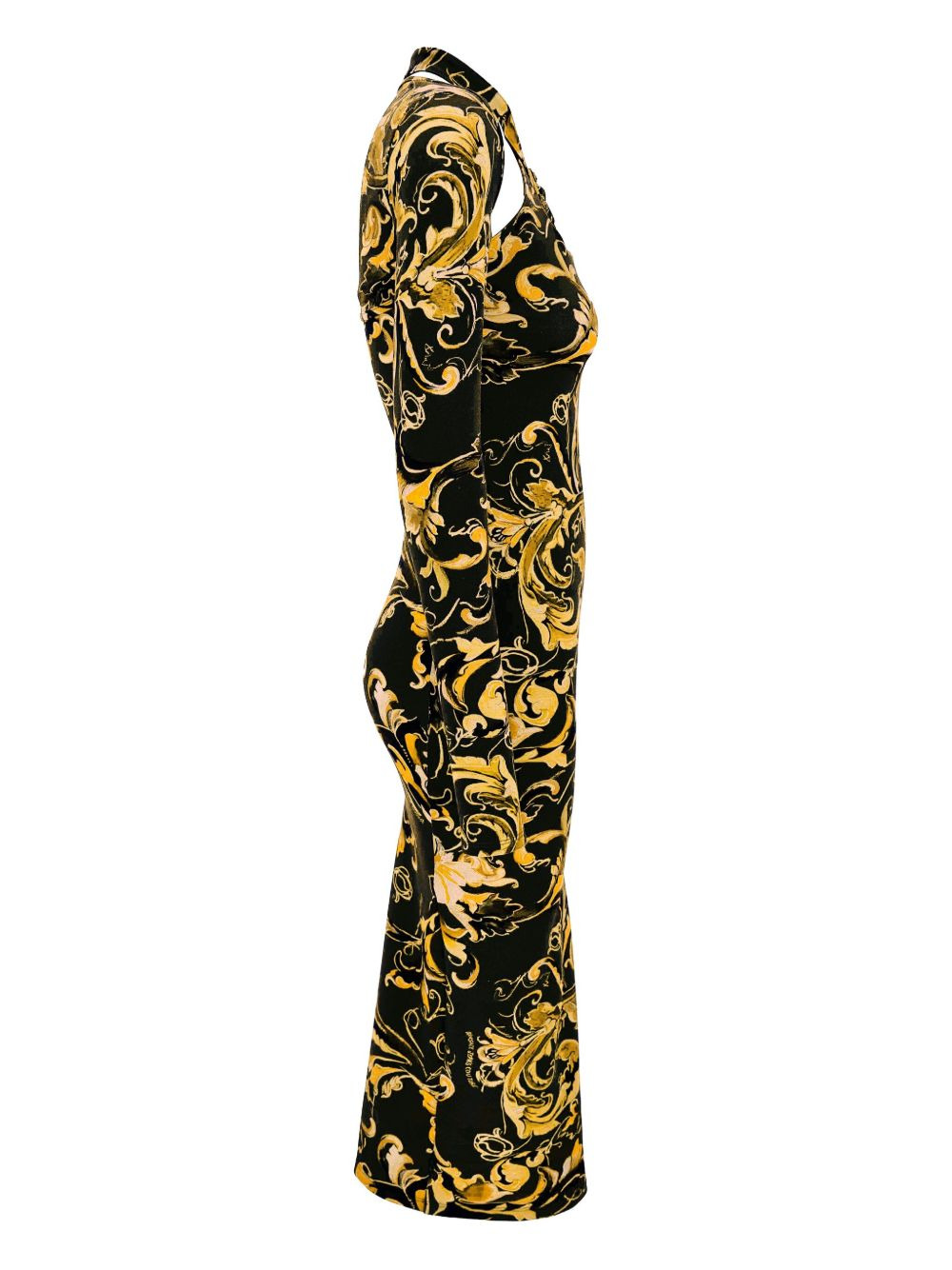 Barocco-print long-sleeve midi dress - 3