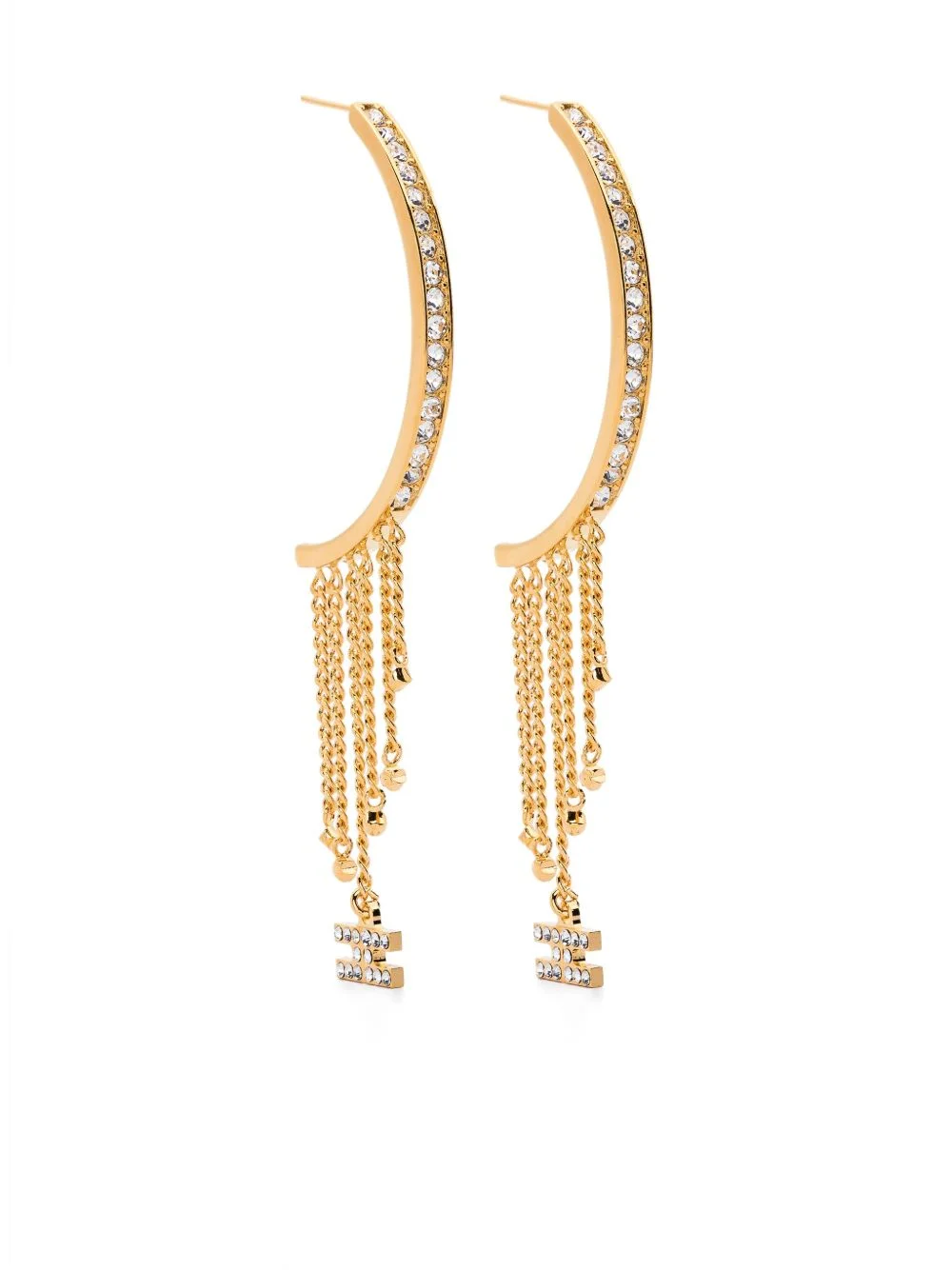 crystal-embellished half hoop earrings - 1