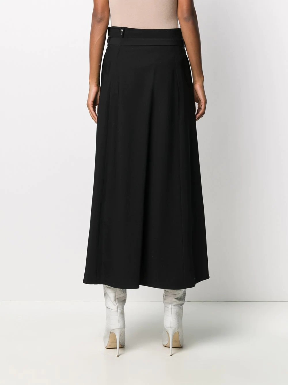 tied waist silk skirt - 4